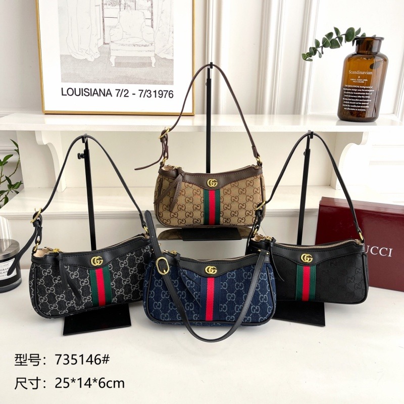 735146#Gucci GG Web Stripe Hobo Shoulder Bag
