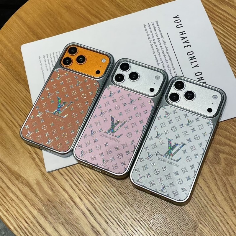 Electroplated and gold-gilt colorful embossed LV phone case