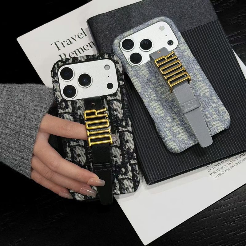 Dior large metal belt buckle wrist phone case