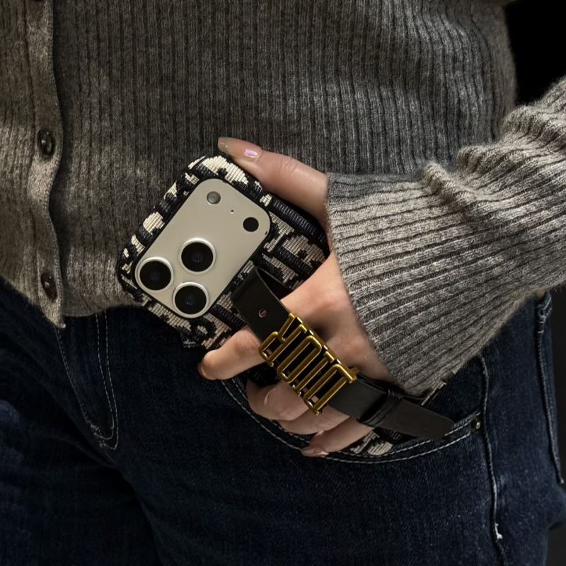 Dior large metal belt buckle wrist phone case