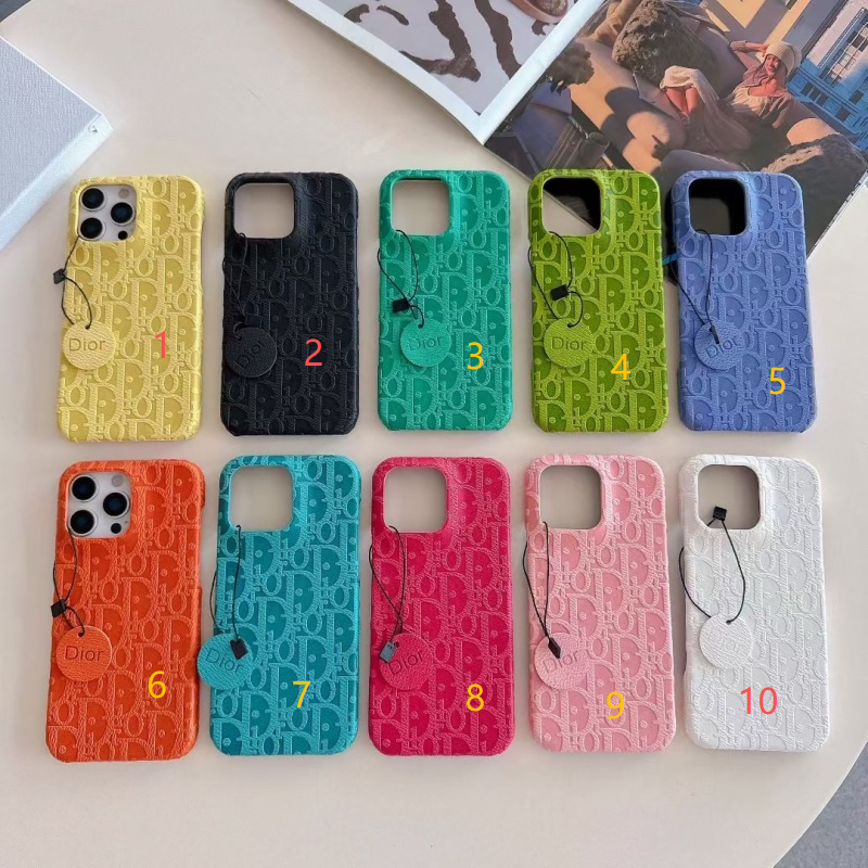 Litchi pattern Dior pendant phone case
