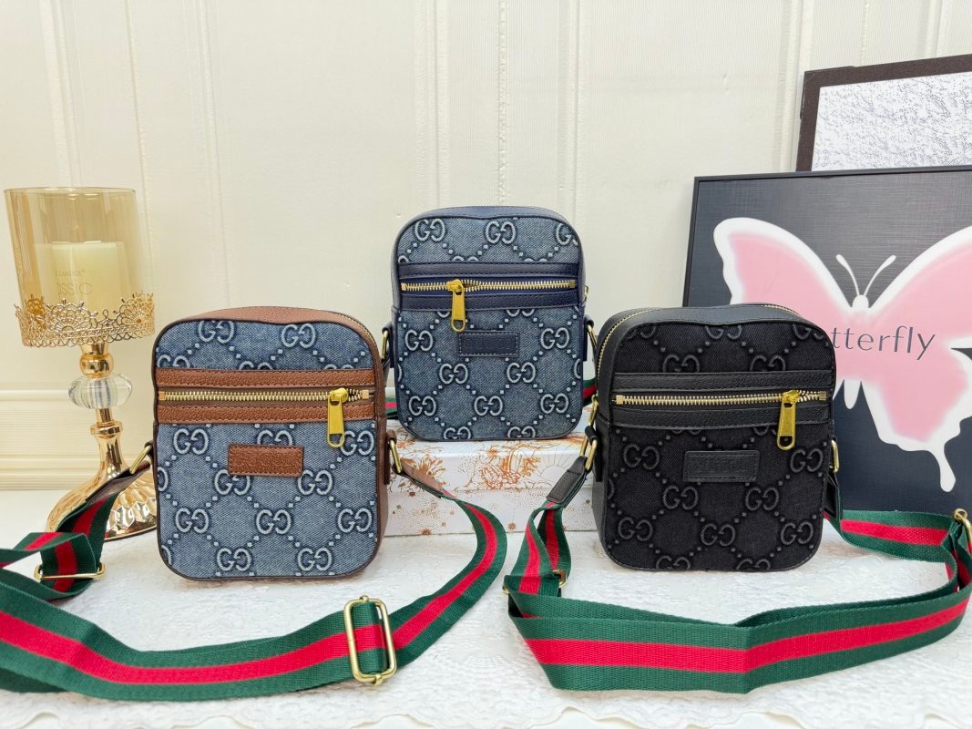2105#GG Denim Messenger Crossbody Bag