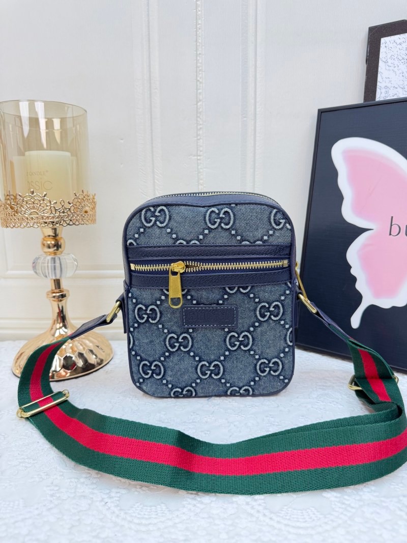 2105#GG Denim Messenger Crossbody Bag