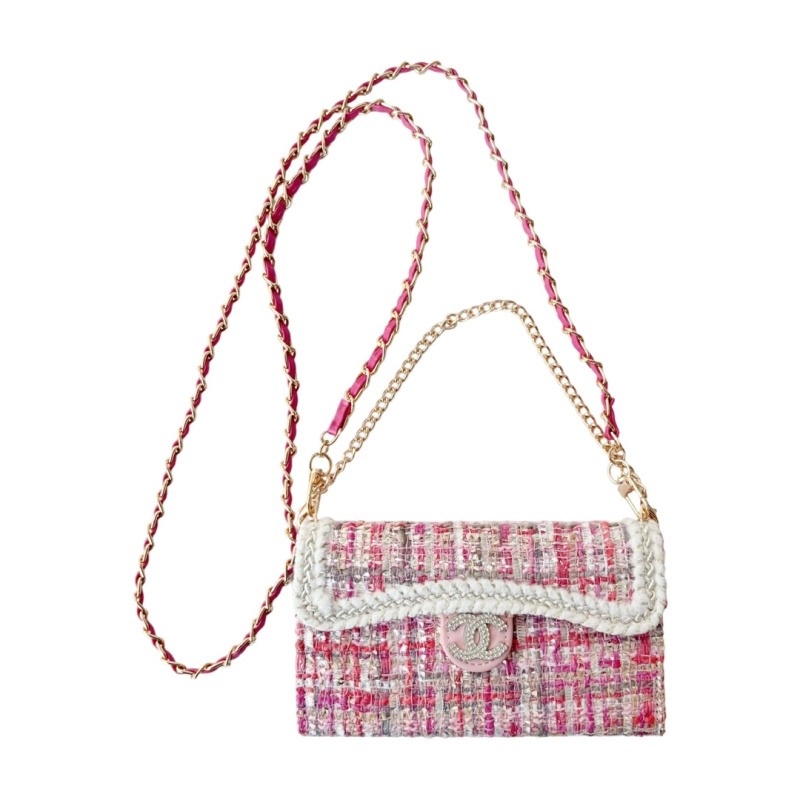 Chanel Braided pattern tri-fold leather case(Apple 11-18PM,Samsung S22-S26U)