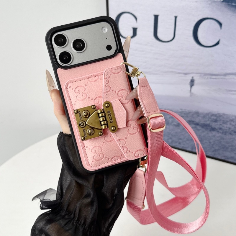 GUCCI Embossed case for lock card holder+Lanyard