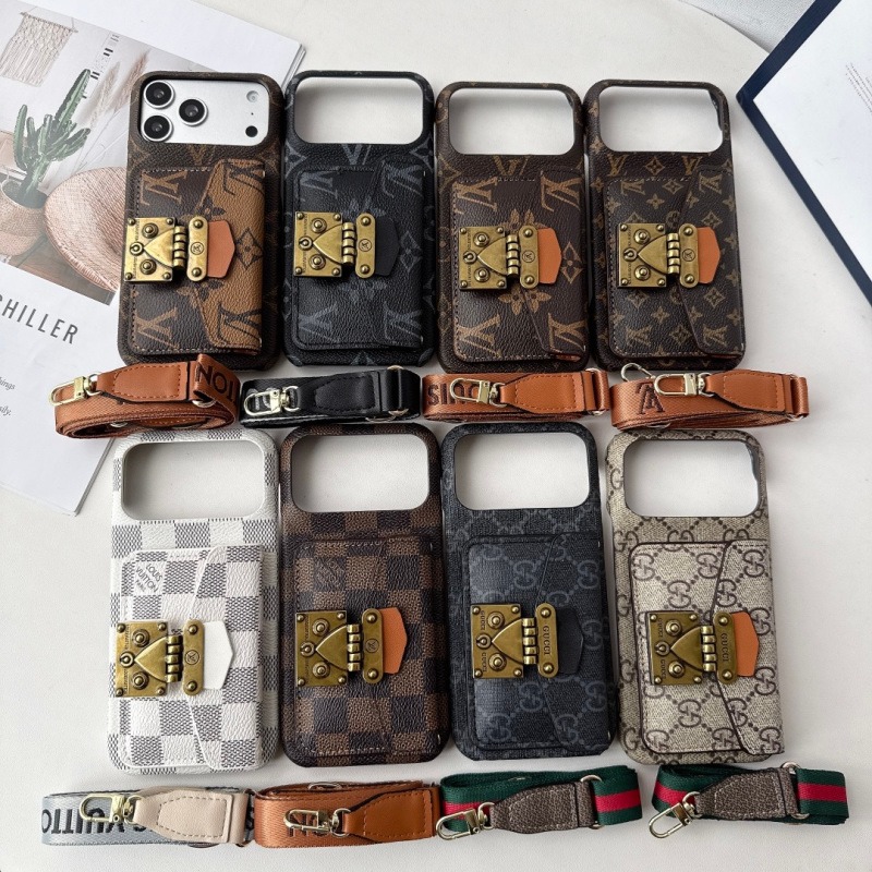 LV+GUCCI Lock card holder Classic oil side shell+Lanyard