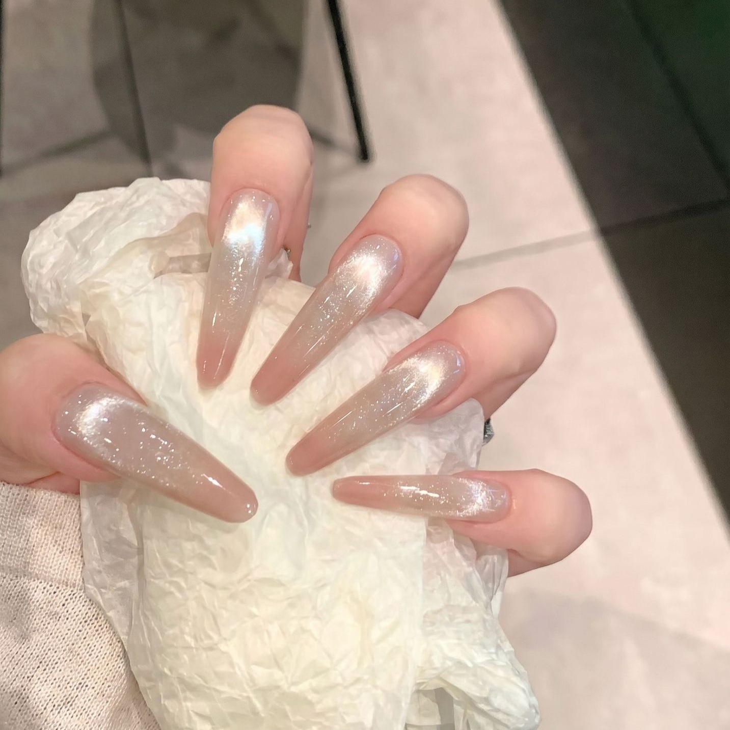 Hand-worn armor Premium Simple Nude Gradient French Dense Cat's Eye Detachable Nail