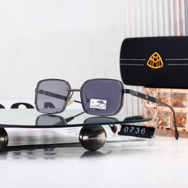 0736 P25232528 Maybach Metal Square Photochromic Sunglasses