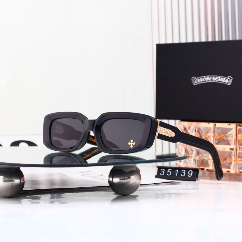 35139 P25232528 Chrome Hearts Black Rectangular Sunglasses