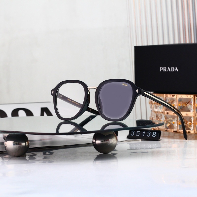 35137 P25232528 Prada Black Round Two‑Tone Lenses Sunglasses