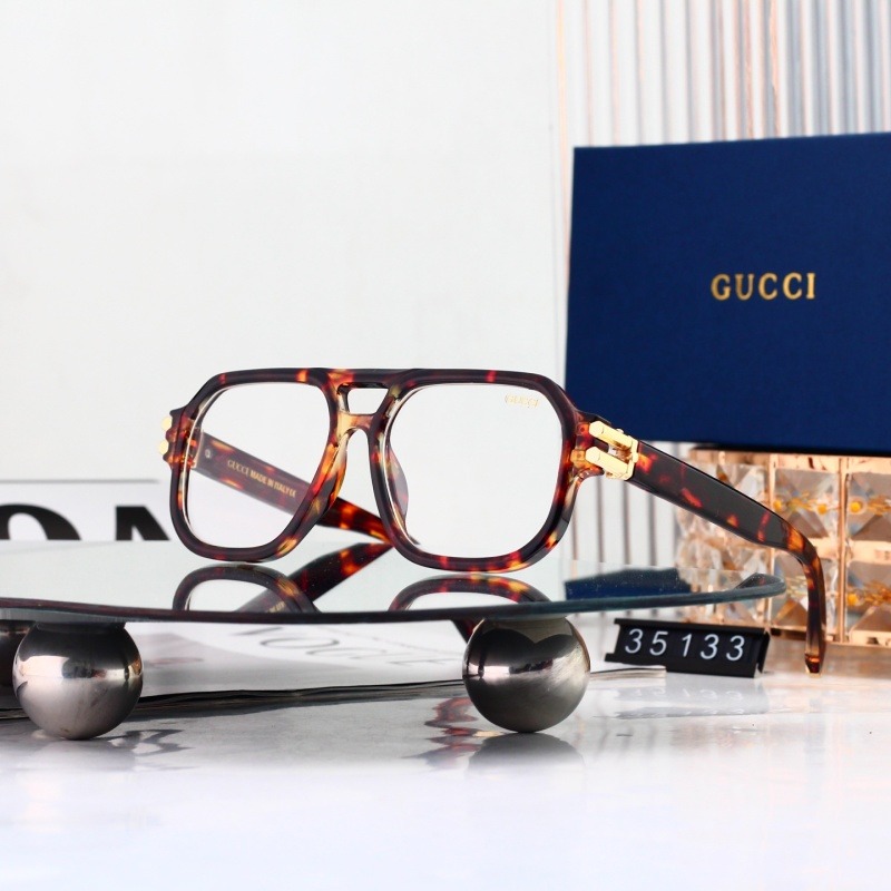 35133 P20232525 Gucci Tortoiseshell Pilot Optical Glasses