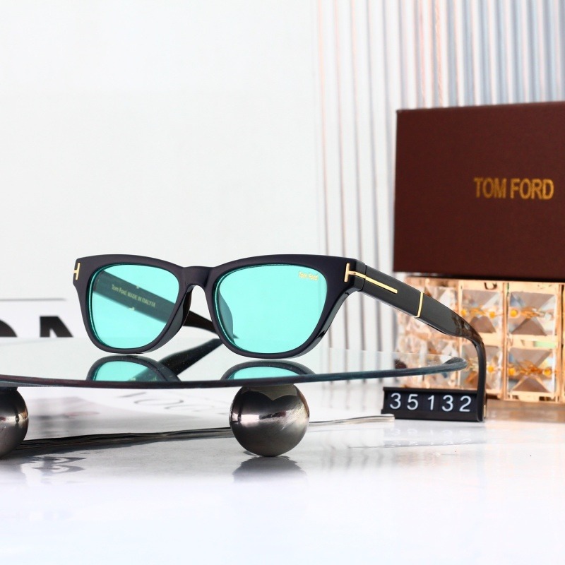 35132 P20232525Tom Ford Black Square Turquoise Lenses Sunglasses