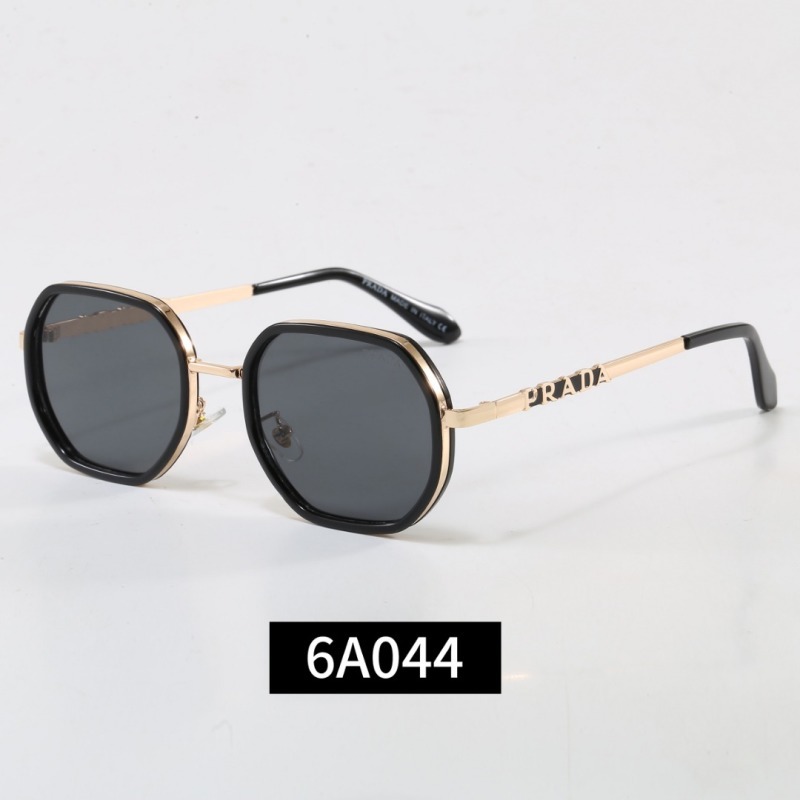 6A044 Prada Gold‑Trim Octagonal Sunglasses