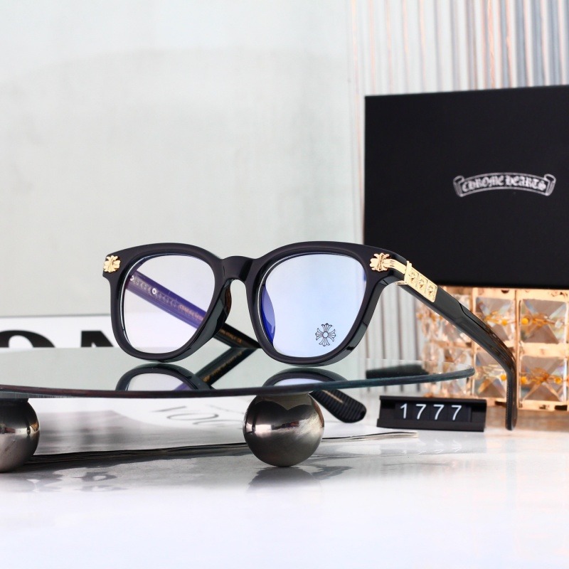 1777 P202325 Chrome Hearts Black Round Optical Glasses