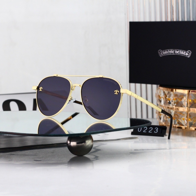 0223 P252328 Chrome Hearts Gold Pilot Sunglasses