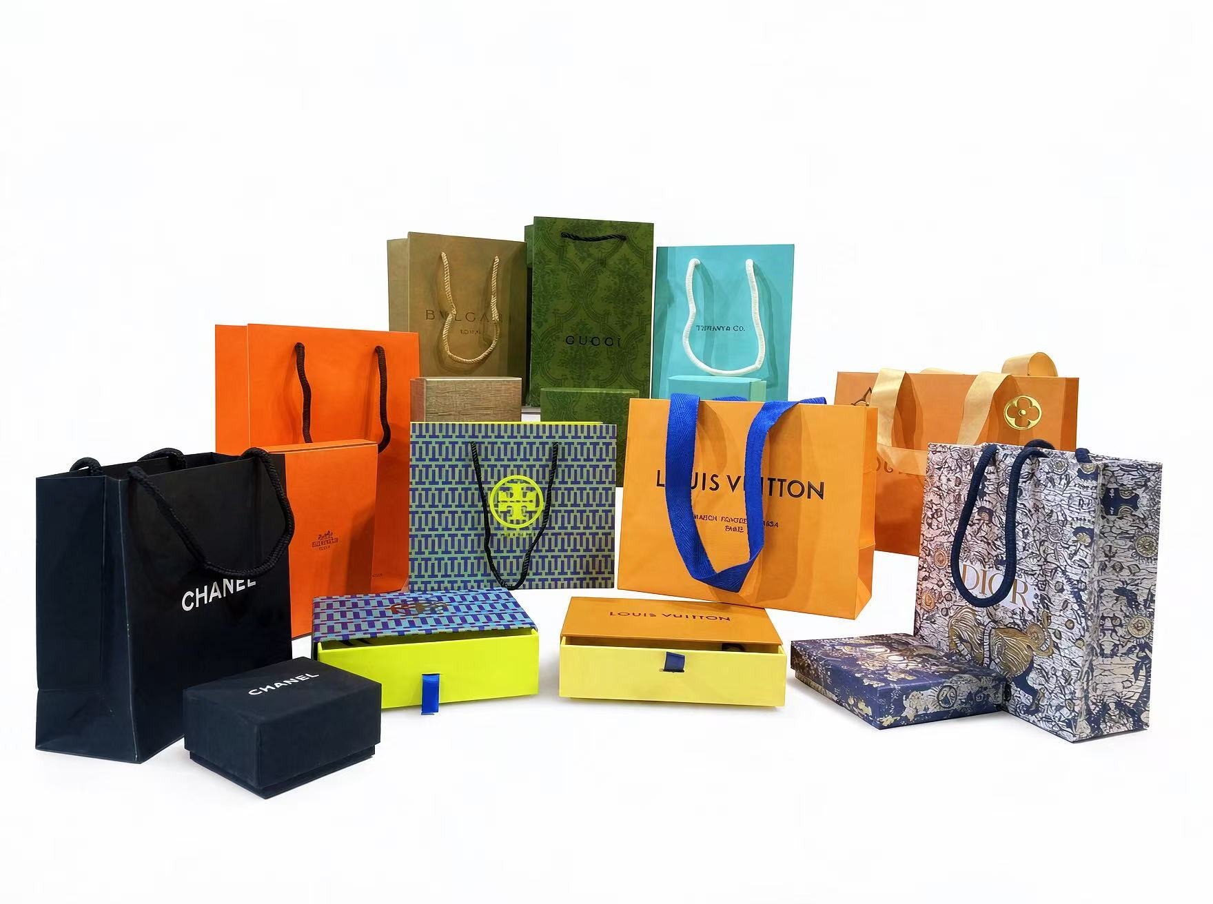 Collection of designer shopping bags