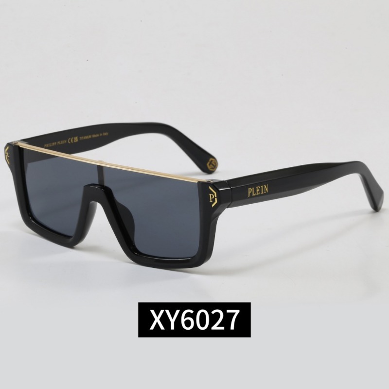 XY6027 Philipp Plein Black Flat‑Top Square Sunglasses