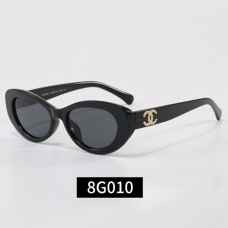 8G010 Chanel Black Cat‑Eye Sunglasses With Crystal CC Logo