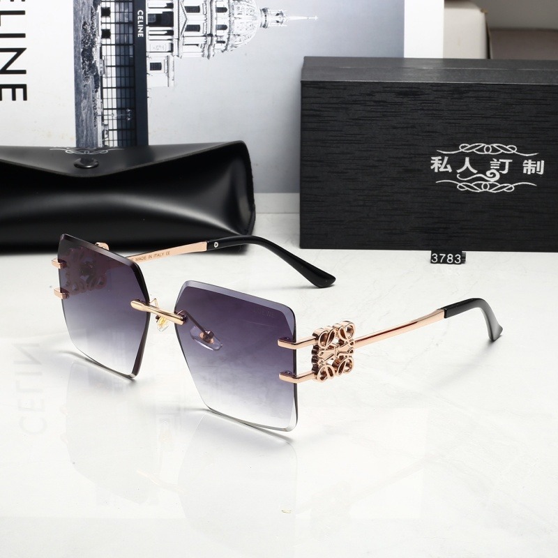 3783 Celine Rose‑Gold Rimless Square Gradient Sunglasses