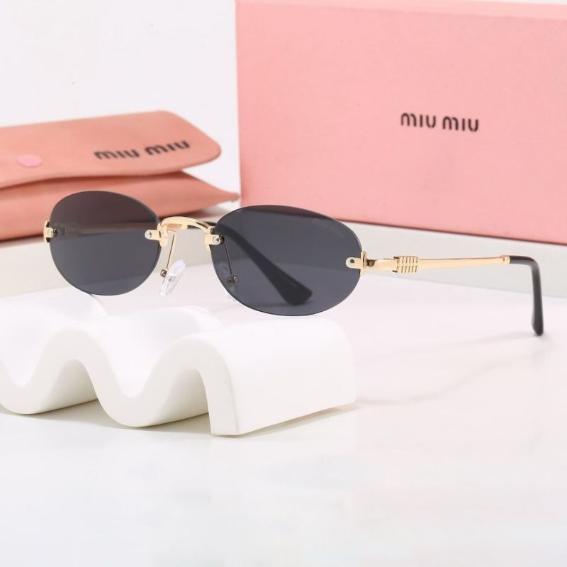 P252328 Miu Miu Gold‑Tone Rimless Oval Sunglasses
