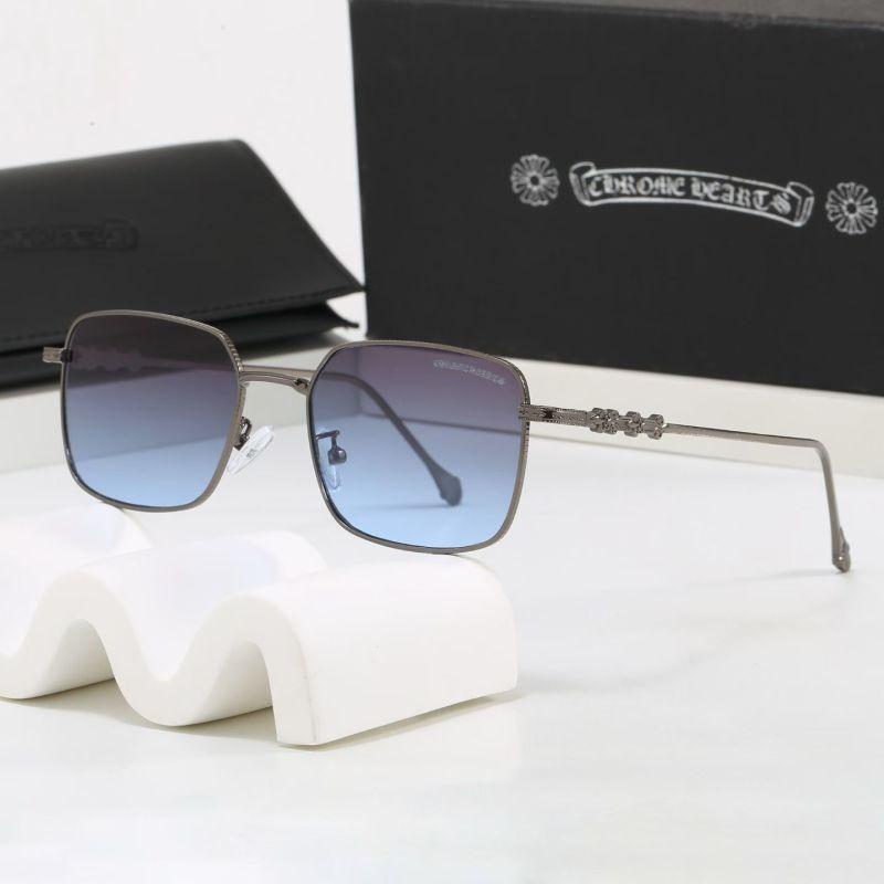 P252328 Chrome Hearts Gunmetal Square Blue Gradient Sunglasses