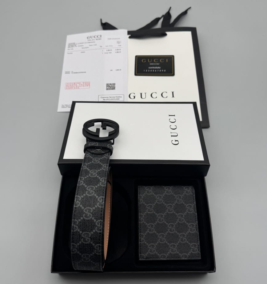 Gucci High quality fashion belt wallet gift box