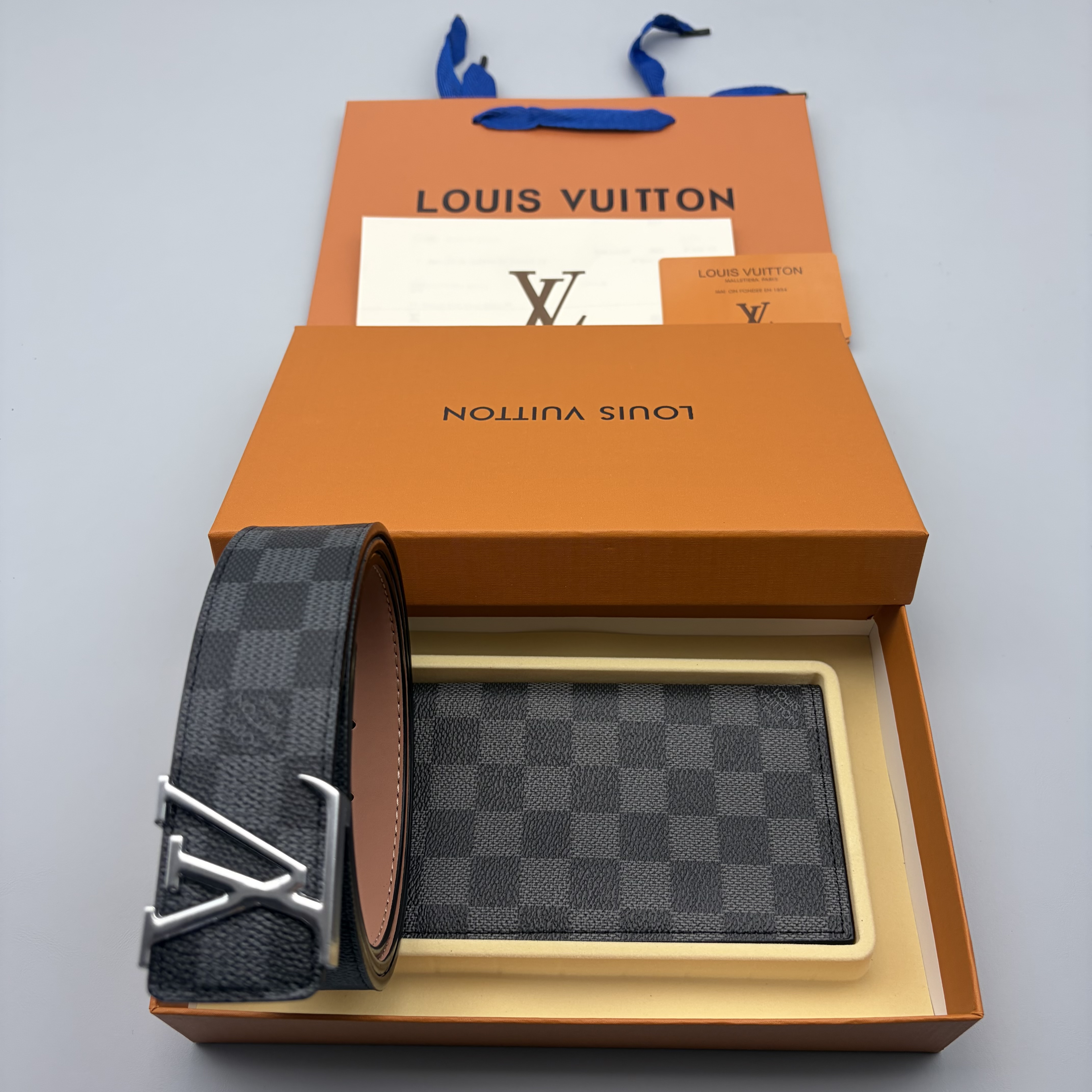 LV High quality belt wallet gift box