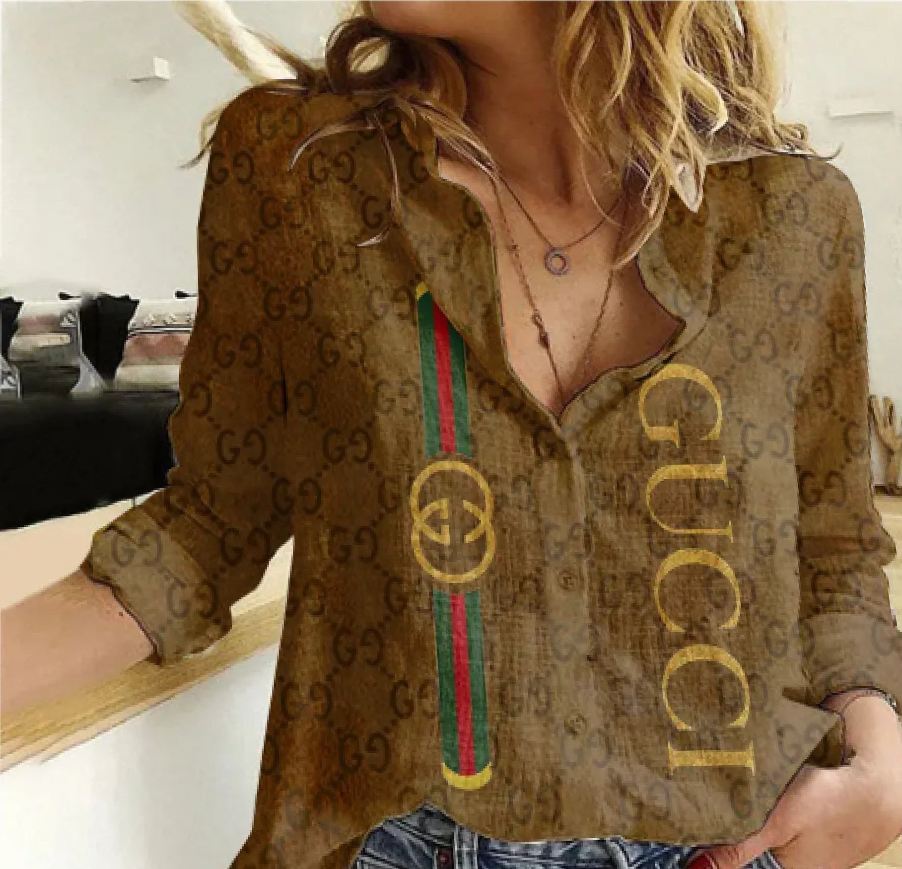 01102# Women's designer long-sleeved shirt