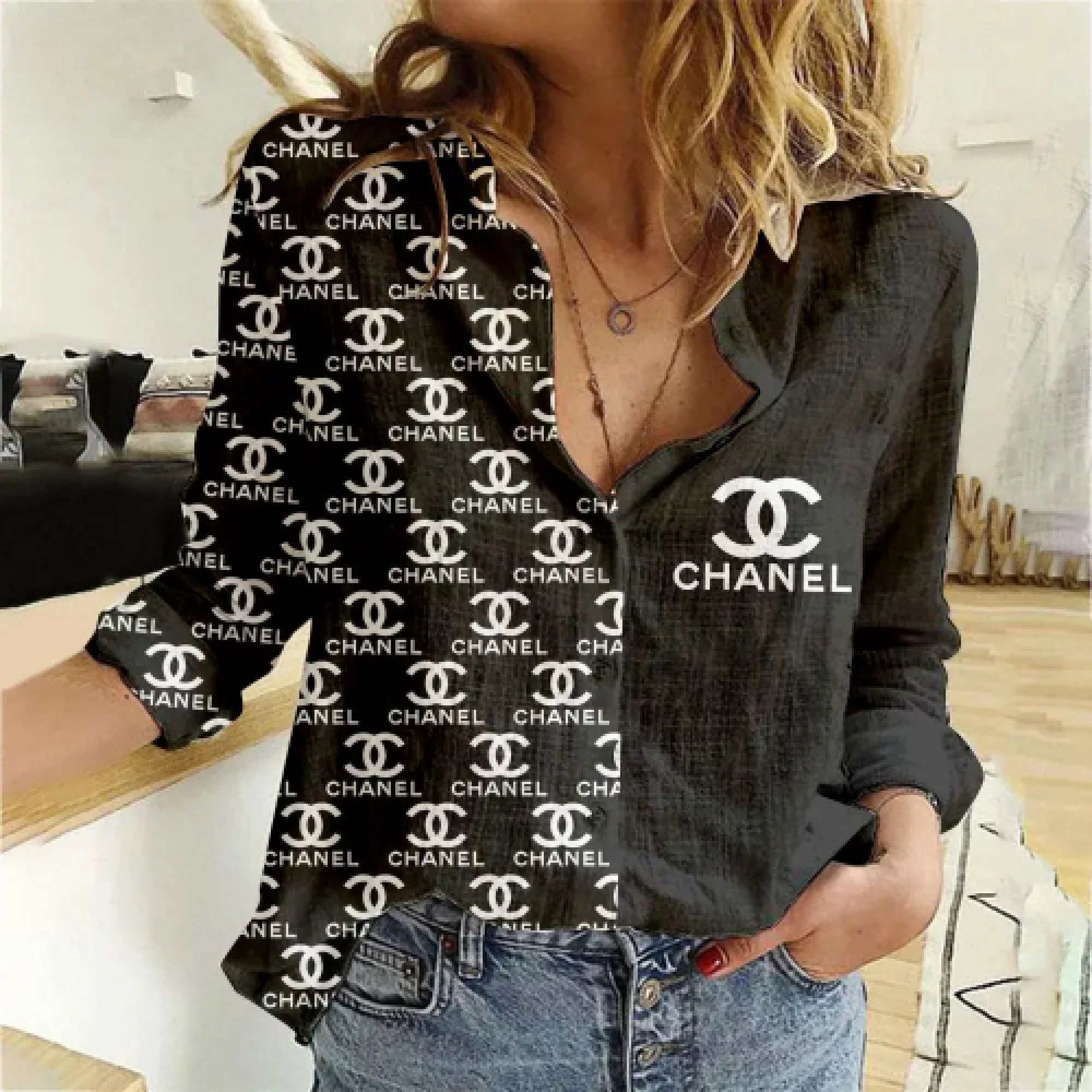 01102# Women's designer long-sleeved shirt