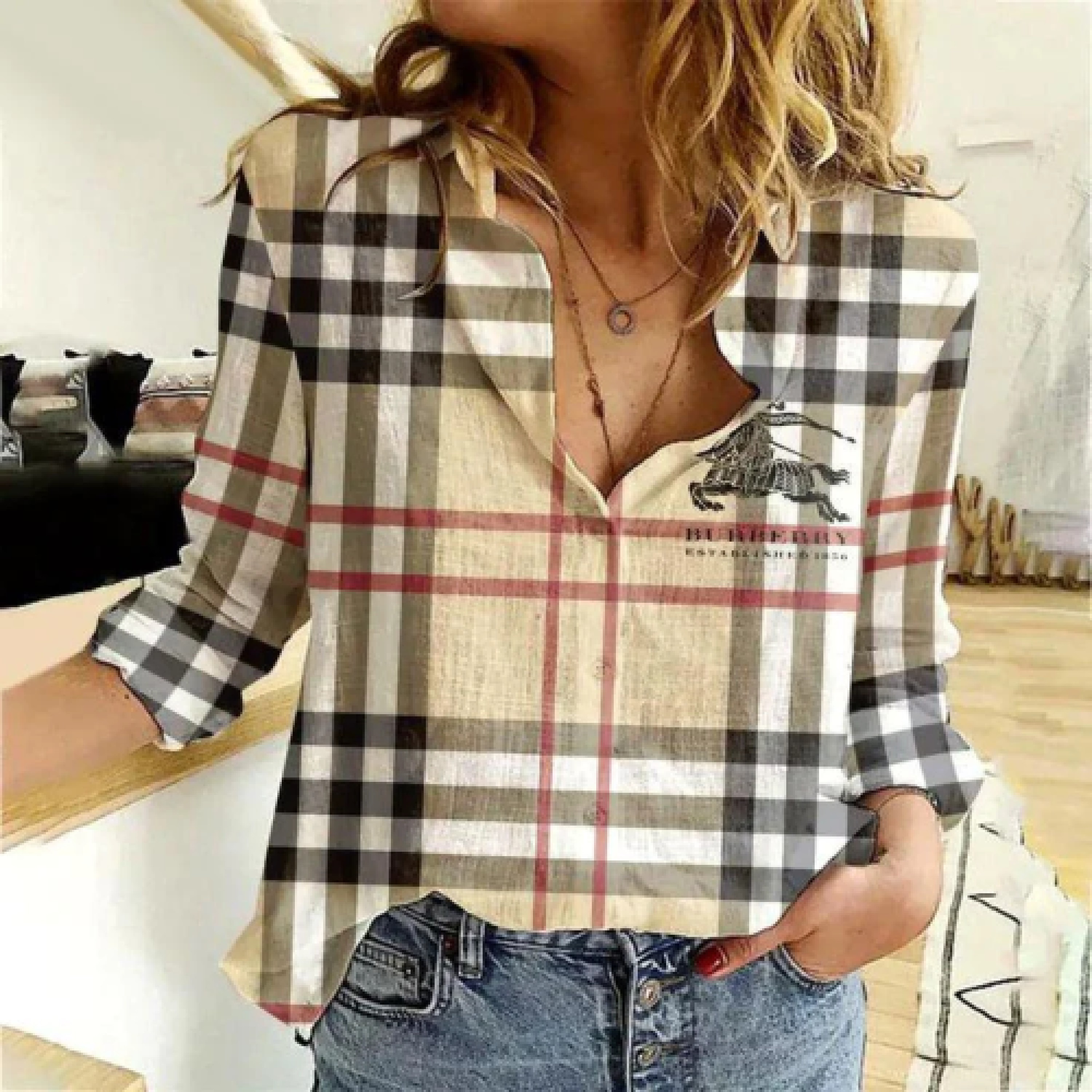 01102# Women's designer long-sleeved shirt