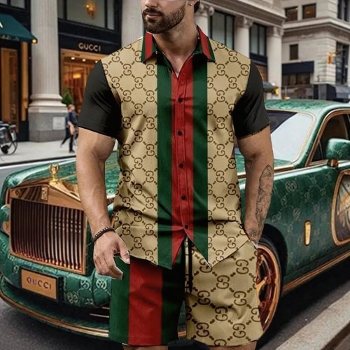 01103# men's short sleeve shorts DESIGNER Ancient Set