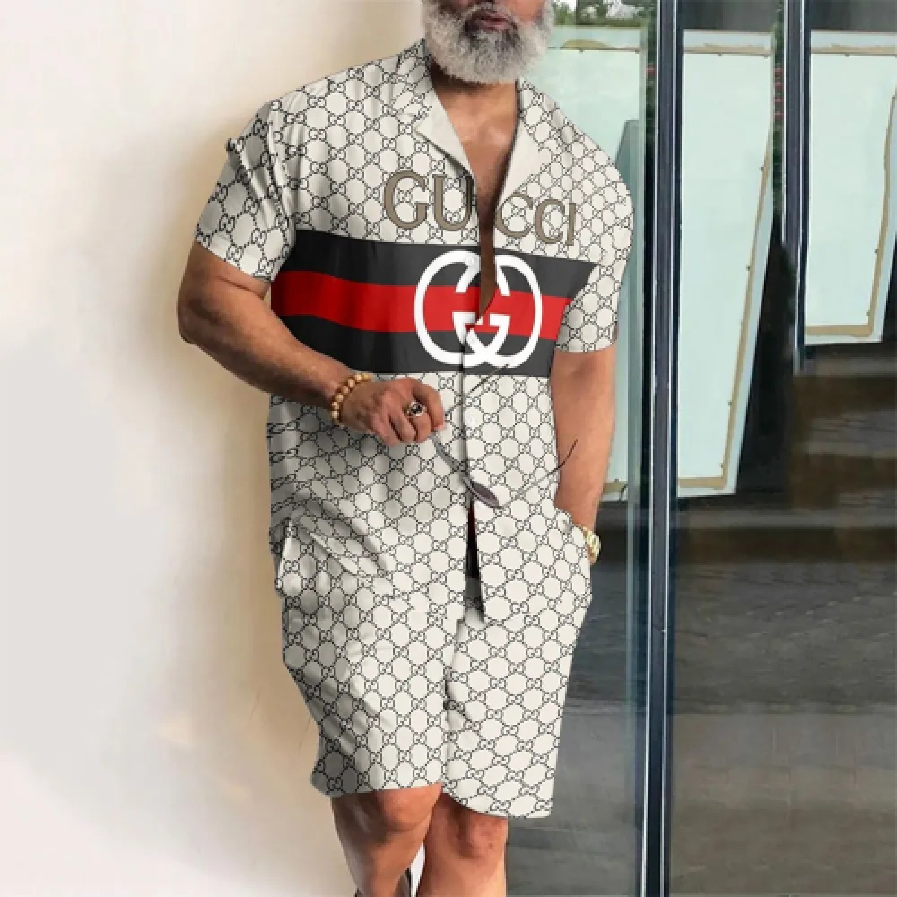 01103# men's short sleeve shorts DESIGNER Ancient Set