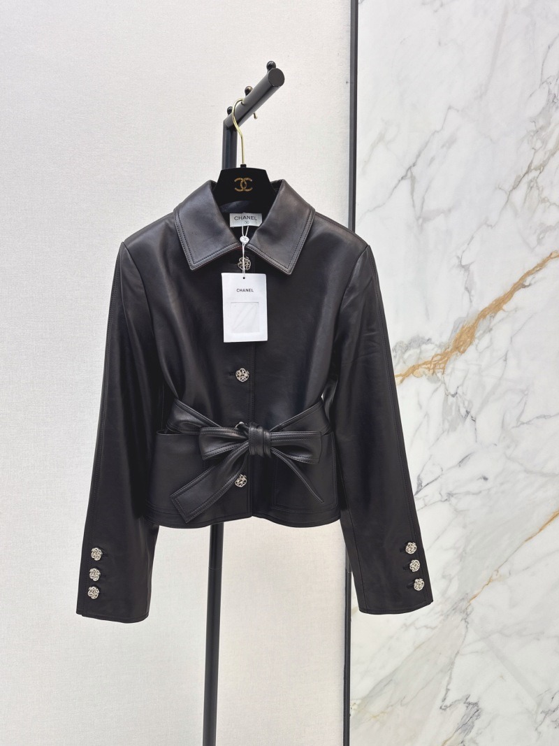 Chanel Early Autumn Newest Premium Craft Workshop Trench Coat Leather Jacket