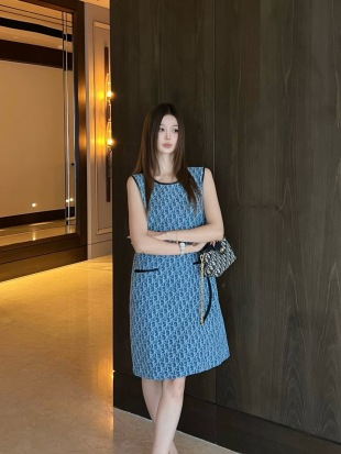 DIOR Early Fall New Denim Denim Sleeveless Dress