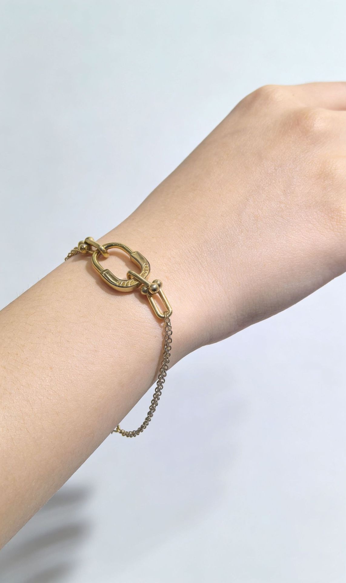 Titanium steel 18K Gold premium feel horseshoe buckle and U women's shaped accessories double chain bracelet Light and luxurious design