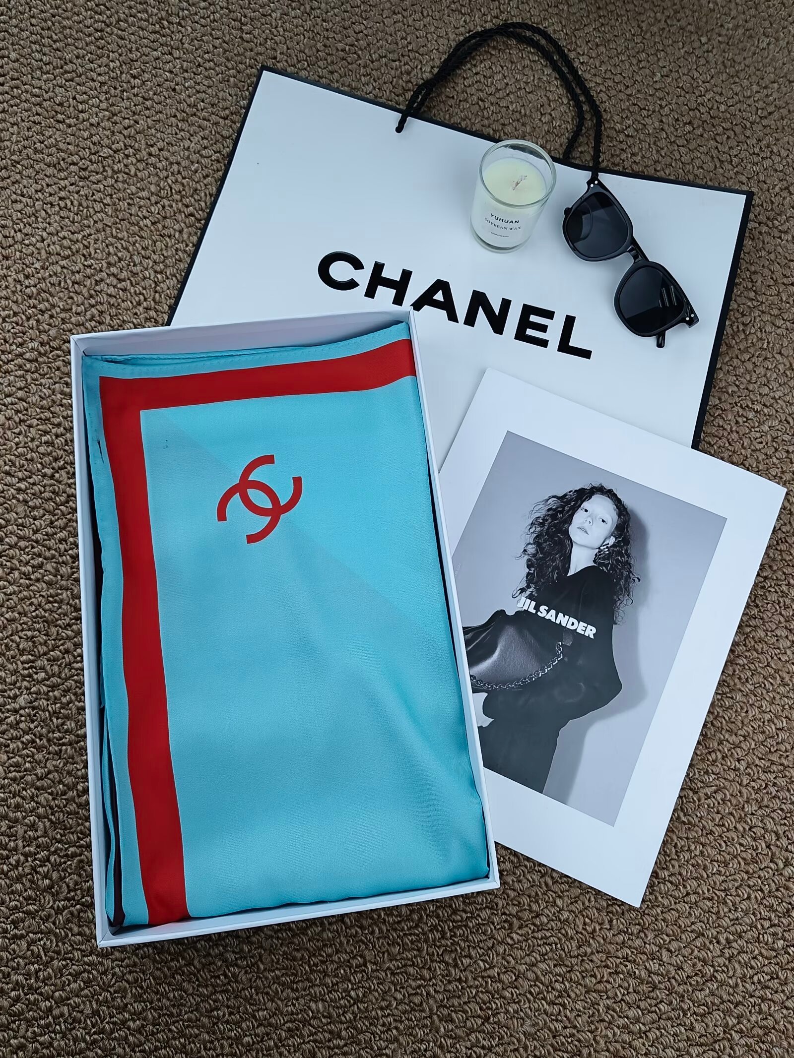 Square reversible silk scarf