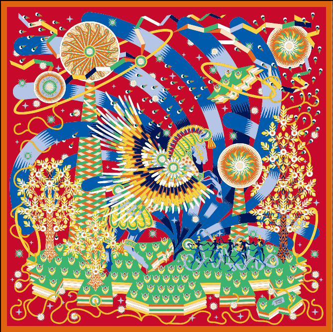One-sided square silk scarf