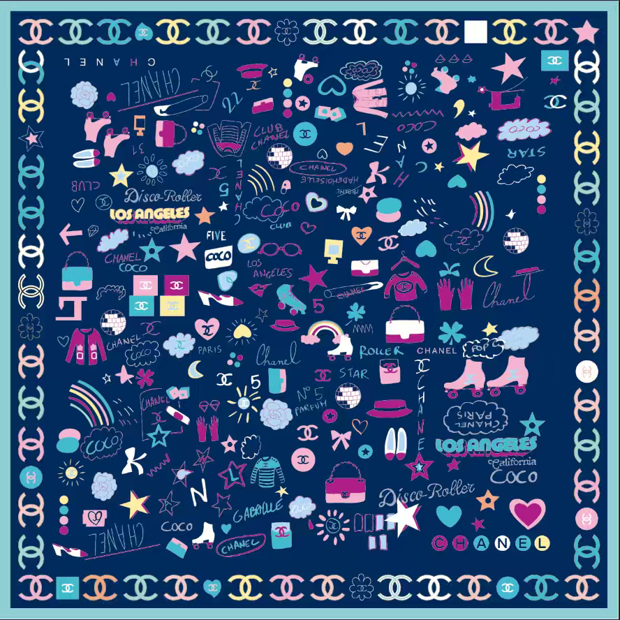 One-sided square silk scarf