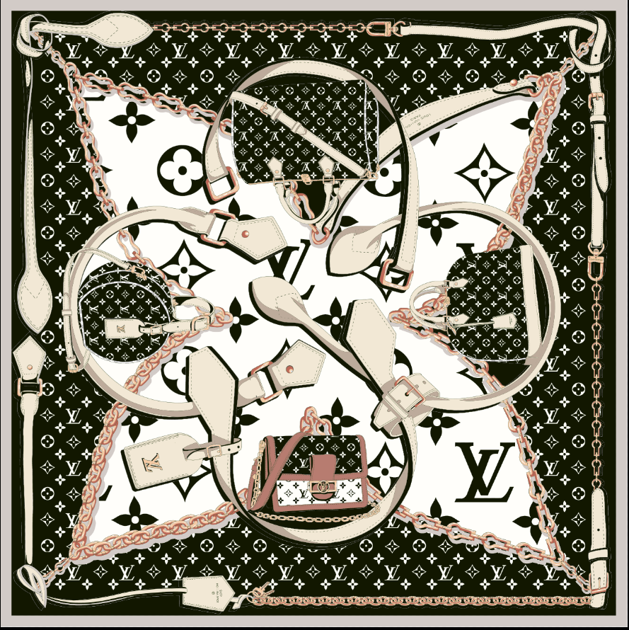 One-sided square silk scarf
