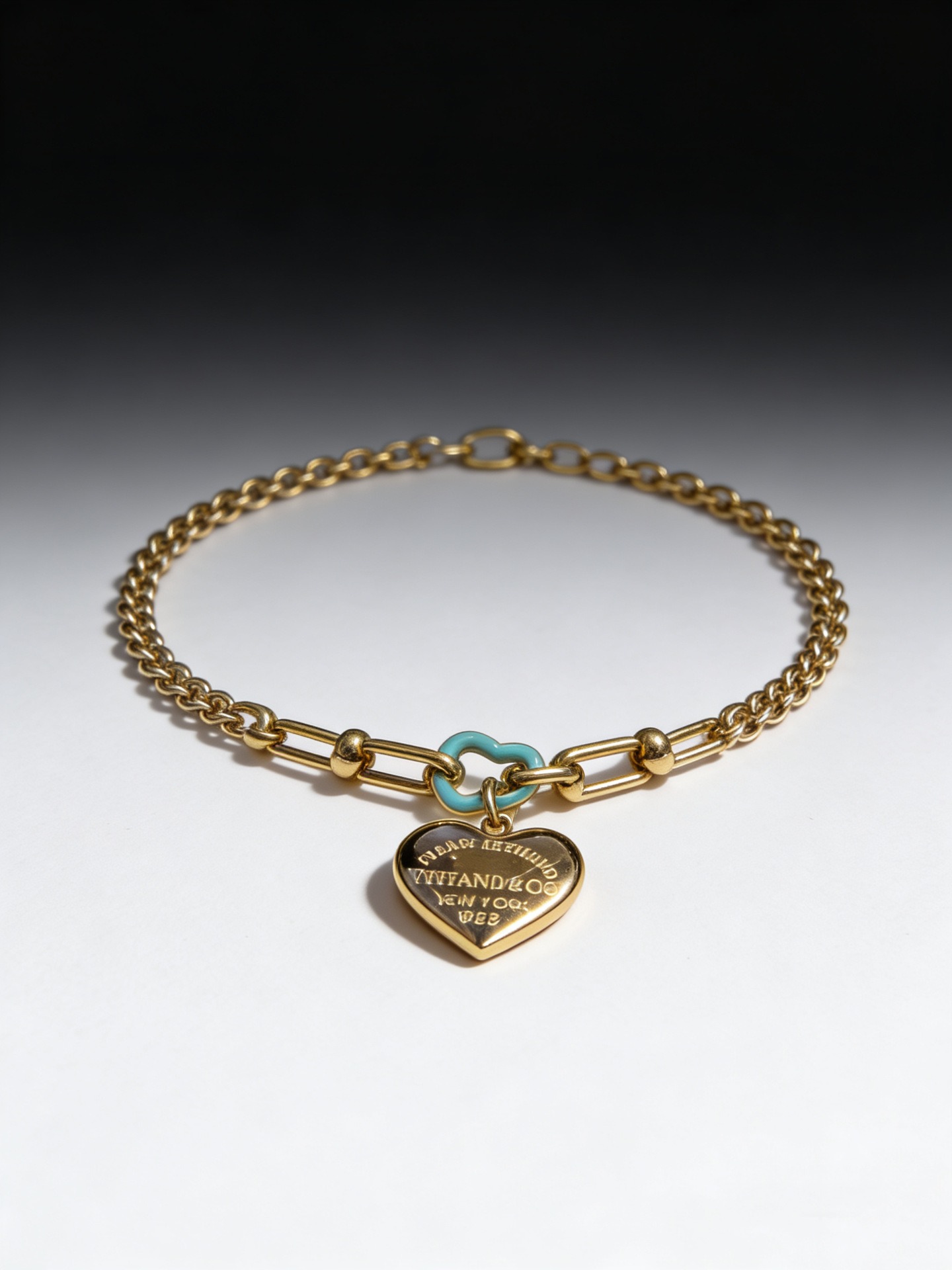 Titanium steel 18K women's golden blue oil drip love horseshoe button bracelet