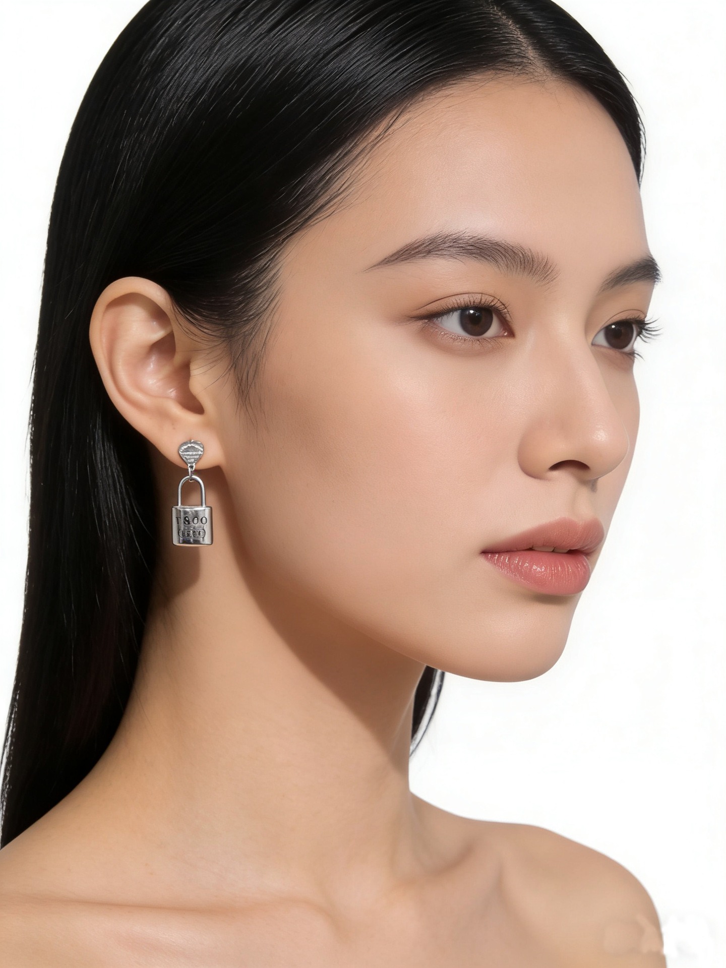 Korean style niche love lock pendant earrings Stylish all-match premium earrings