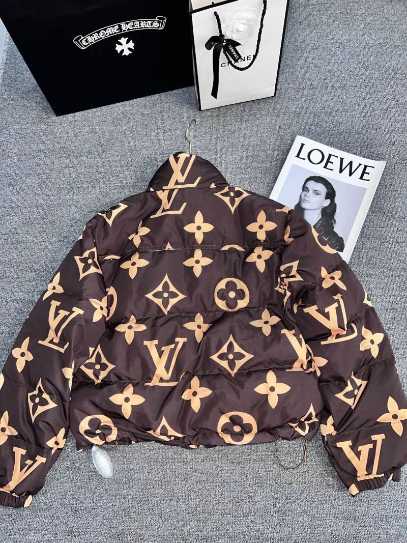 Classic Coffee Large Print Lv Short down jacket