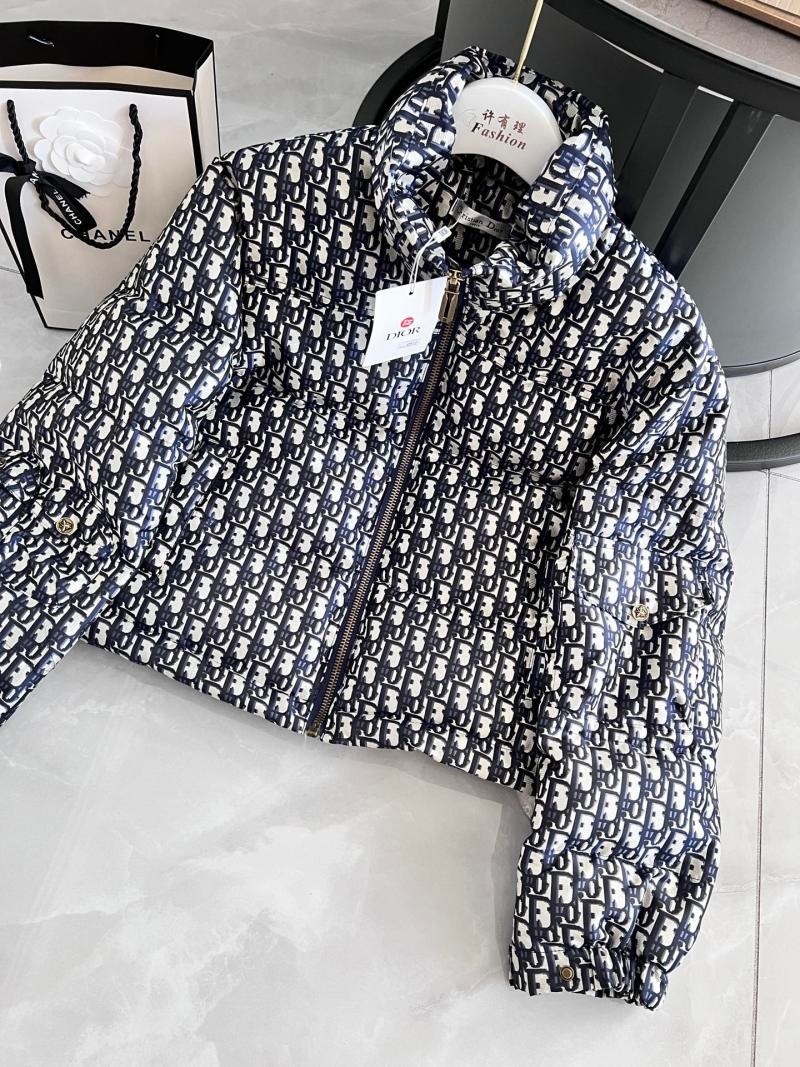 Stand collar down jacket with Dior blue print