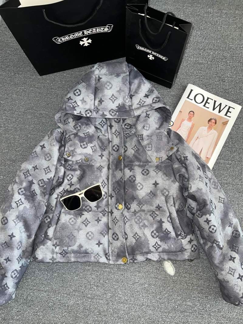 LV Grey Tinted Printed Down Jacket