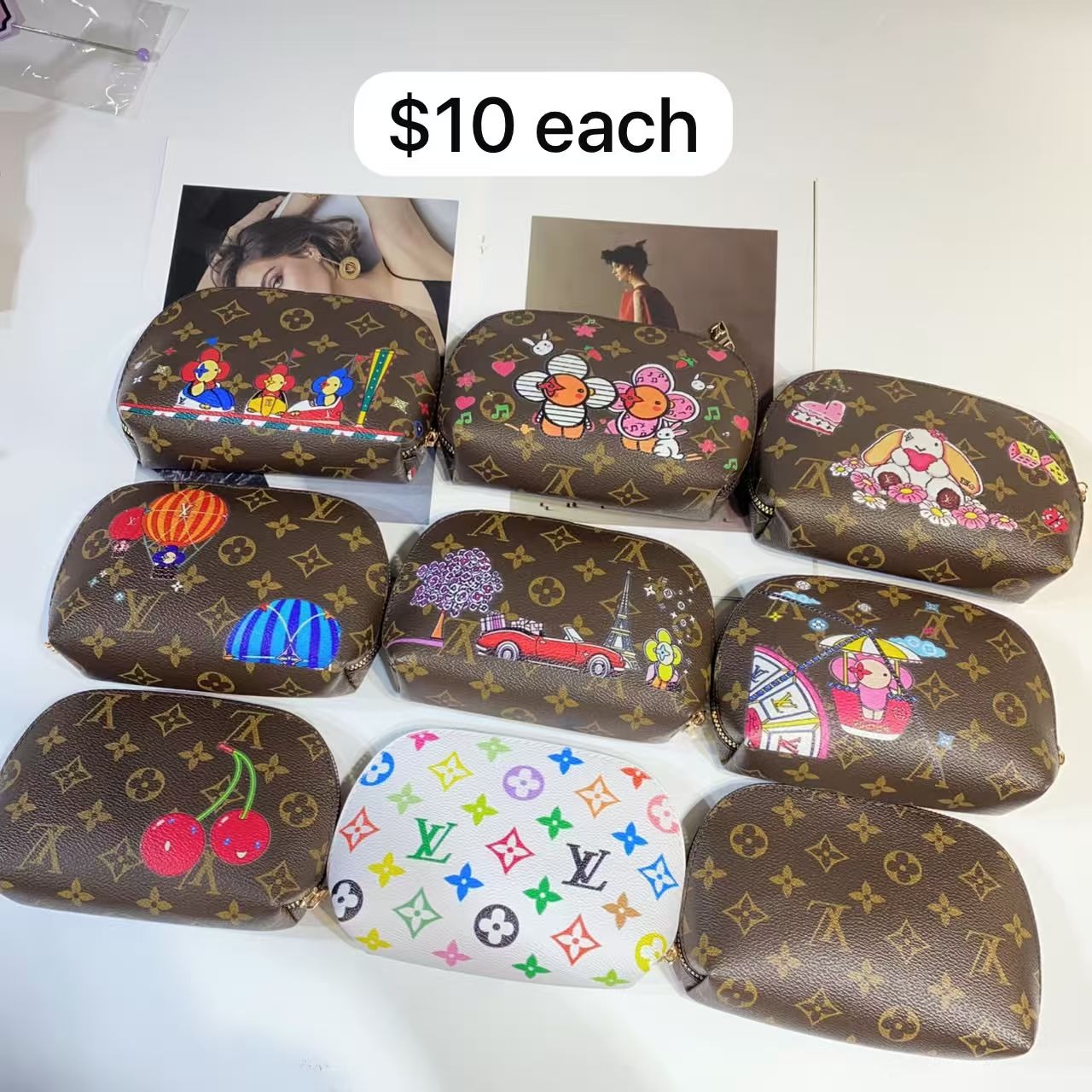 LV painting make up bag vivian flower