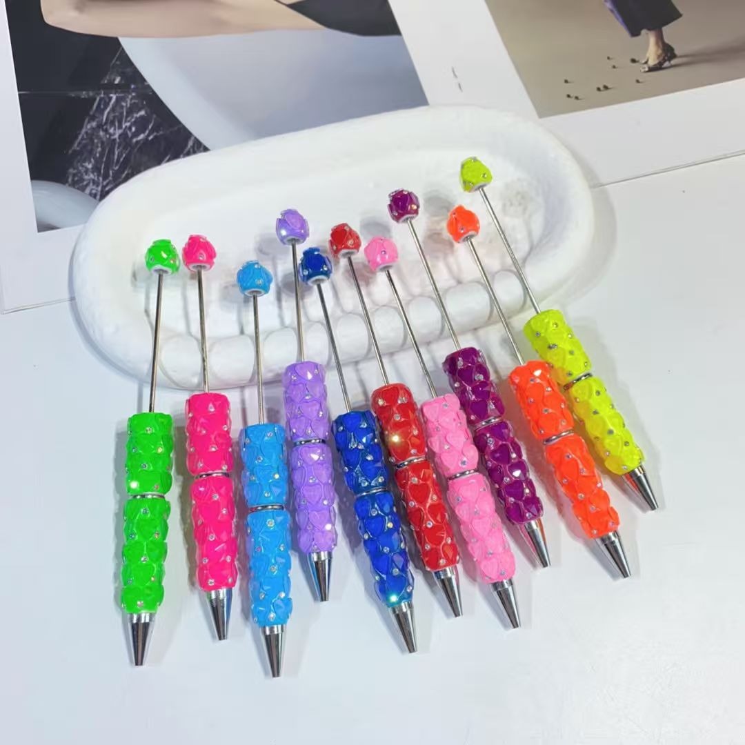 Shiny Neon Heart beadable pen