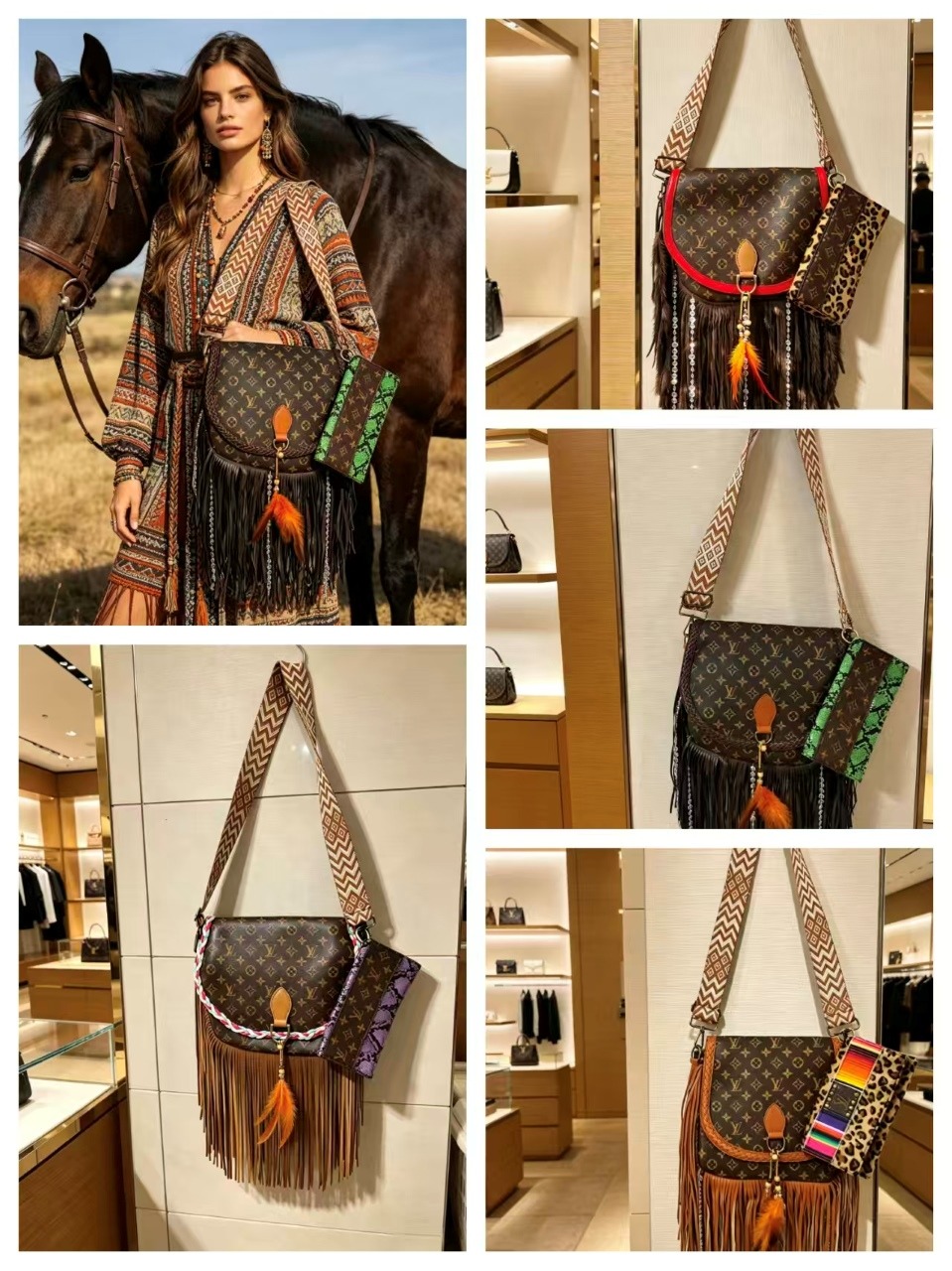 Designer Print Tassel Handbag