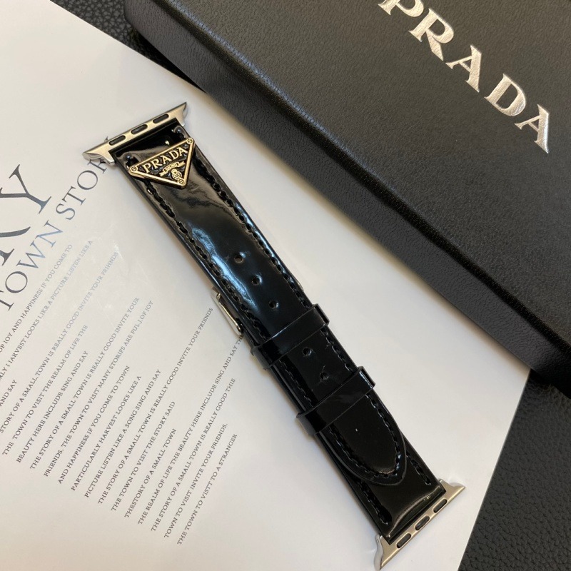 Prada Bright Leather Embossed Watch Strap