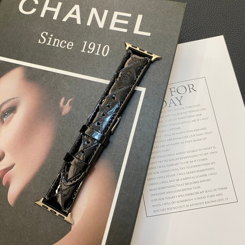 Chanel Glossy Leather Embossed Watch Strap